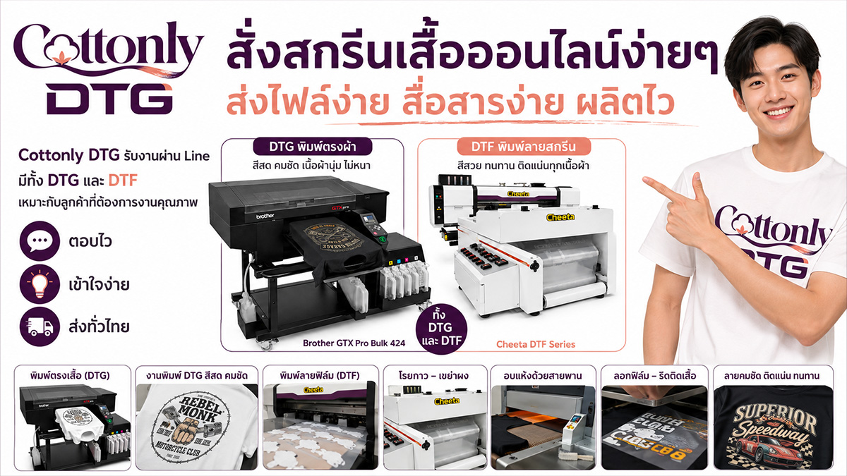 Cottonly DTG รับสกรีน DTG บนเสื้อ Cotton 100%